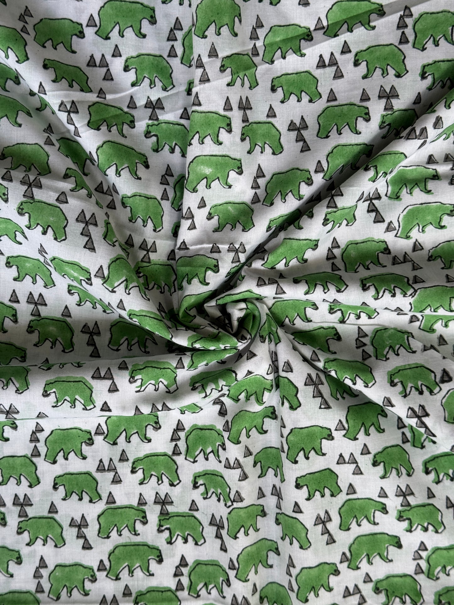 White hand block printed soft cotton fabric with different prints