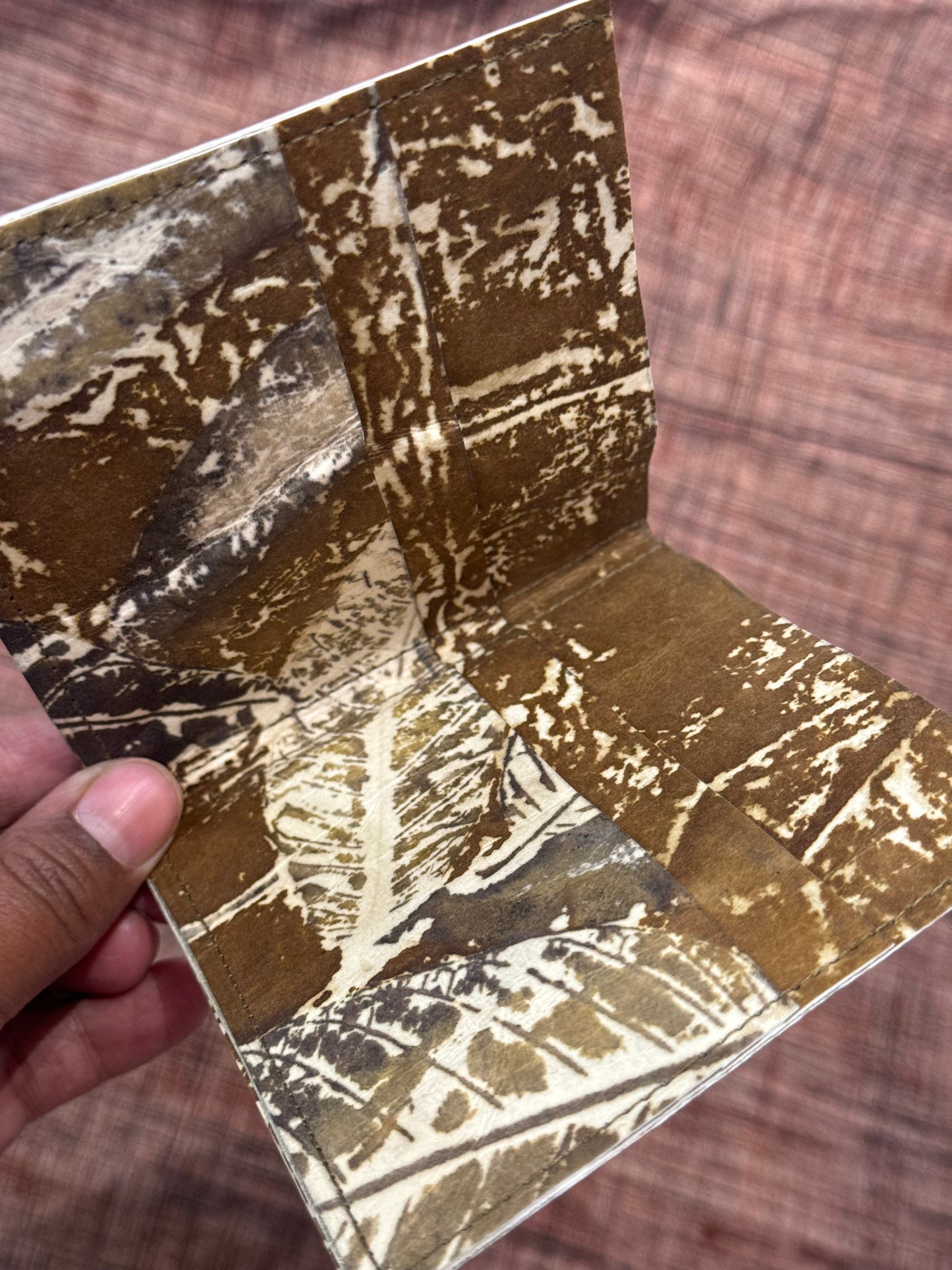 Eco printed paper fabric hand crafted foldable wallet