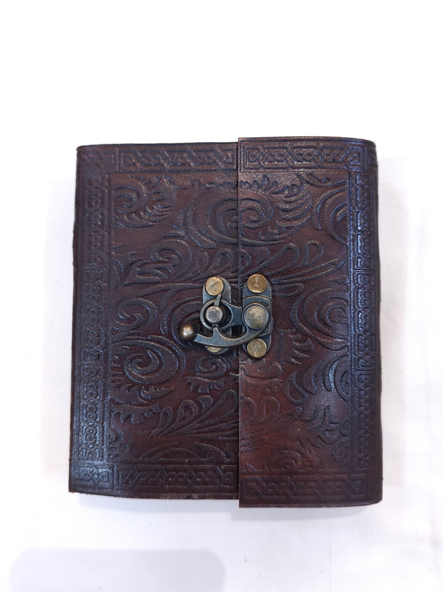 Leather embossed handcrafted notebook with thick handmade papers