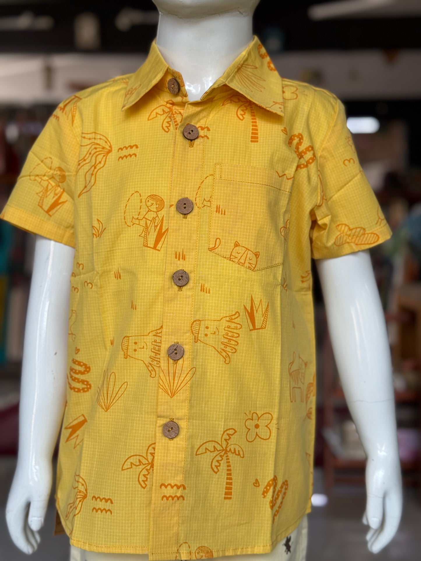 Fun digital print cotton half sleeves shirt for boys