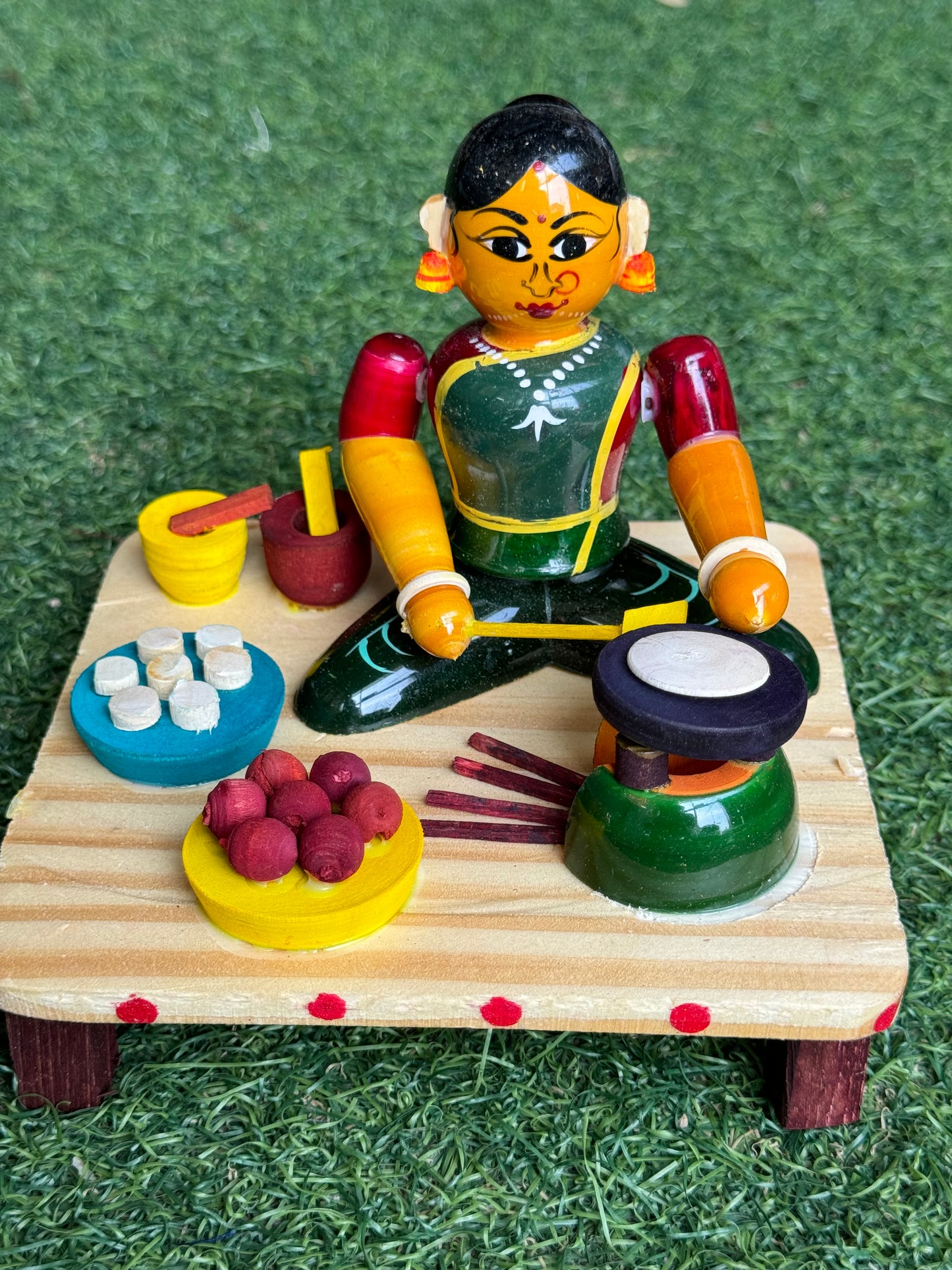 Daily life scenes Etikoppaka Wooden handicraft decor