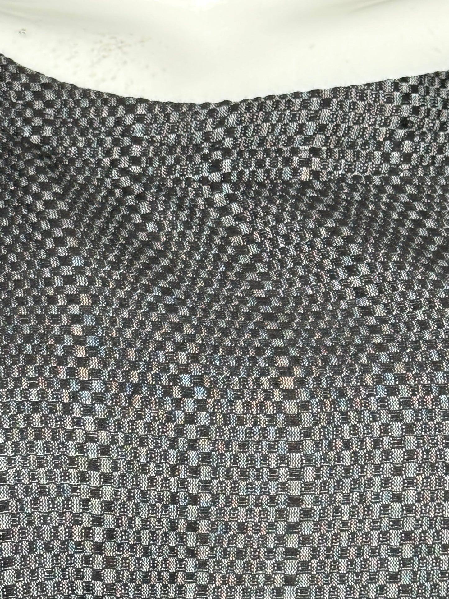 Black handloom self checks cotton top for women with elastic hem