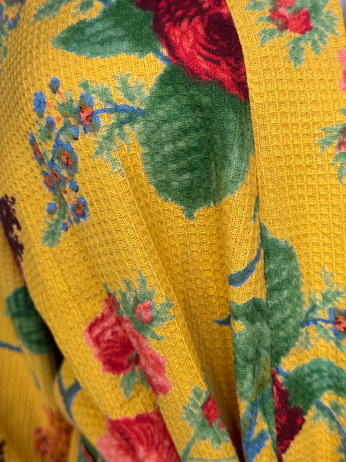 Hand block printed waffle cotton bath robe / swim suit cover up for adults - multiple designs