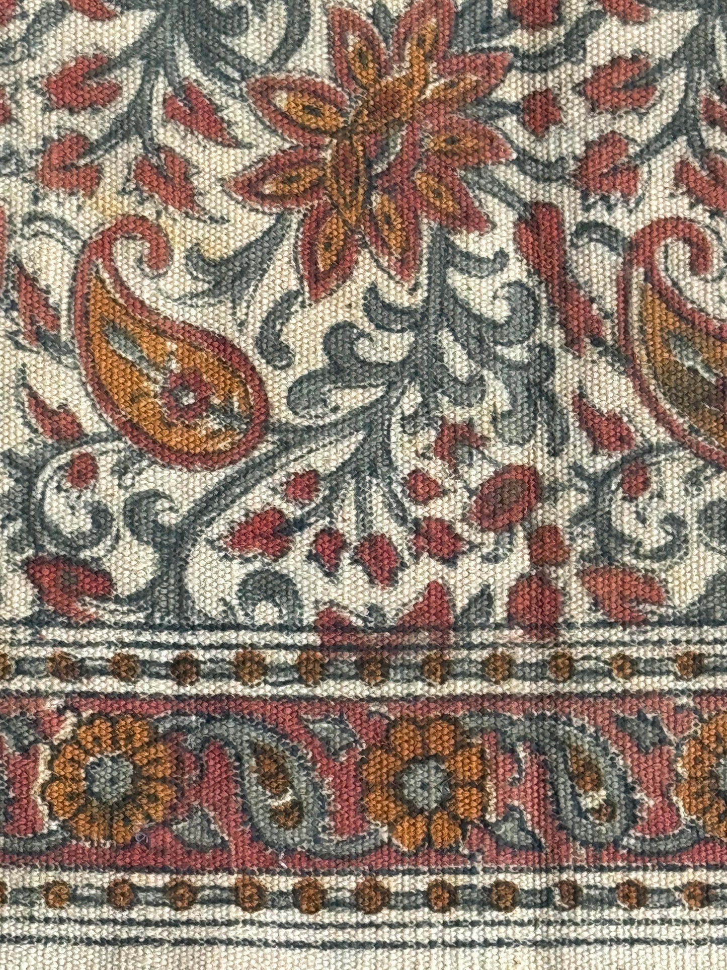 2 x 6 feet cotton Kalamkari hand block printed runner carpet / durrie