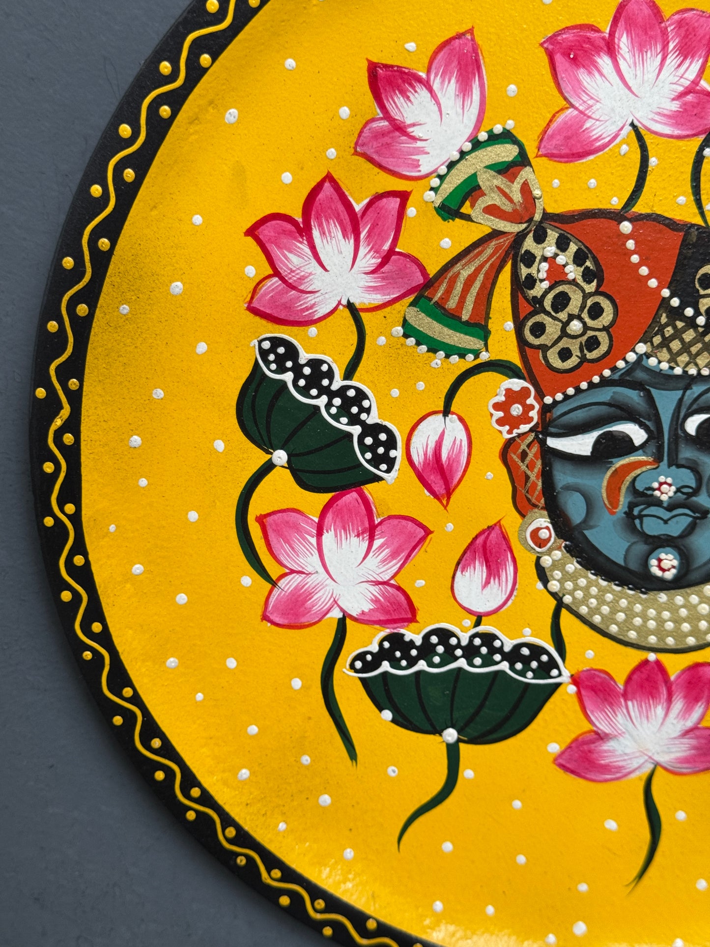 Wooden hand painted round wall plate - multiple designs available