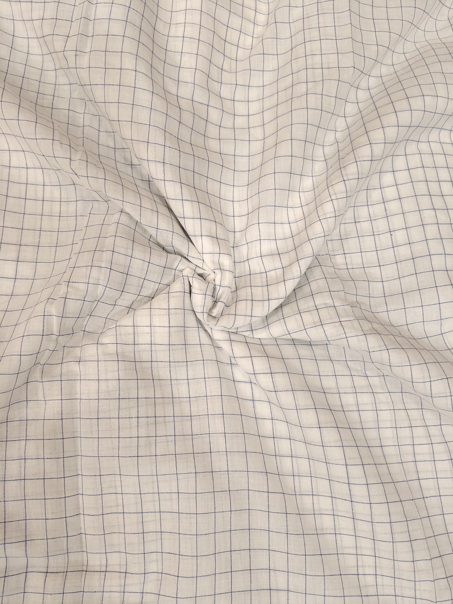 White n blue checks n flowers Jamdani soft cotton handloom fabric