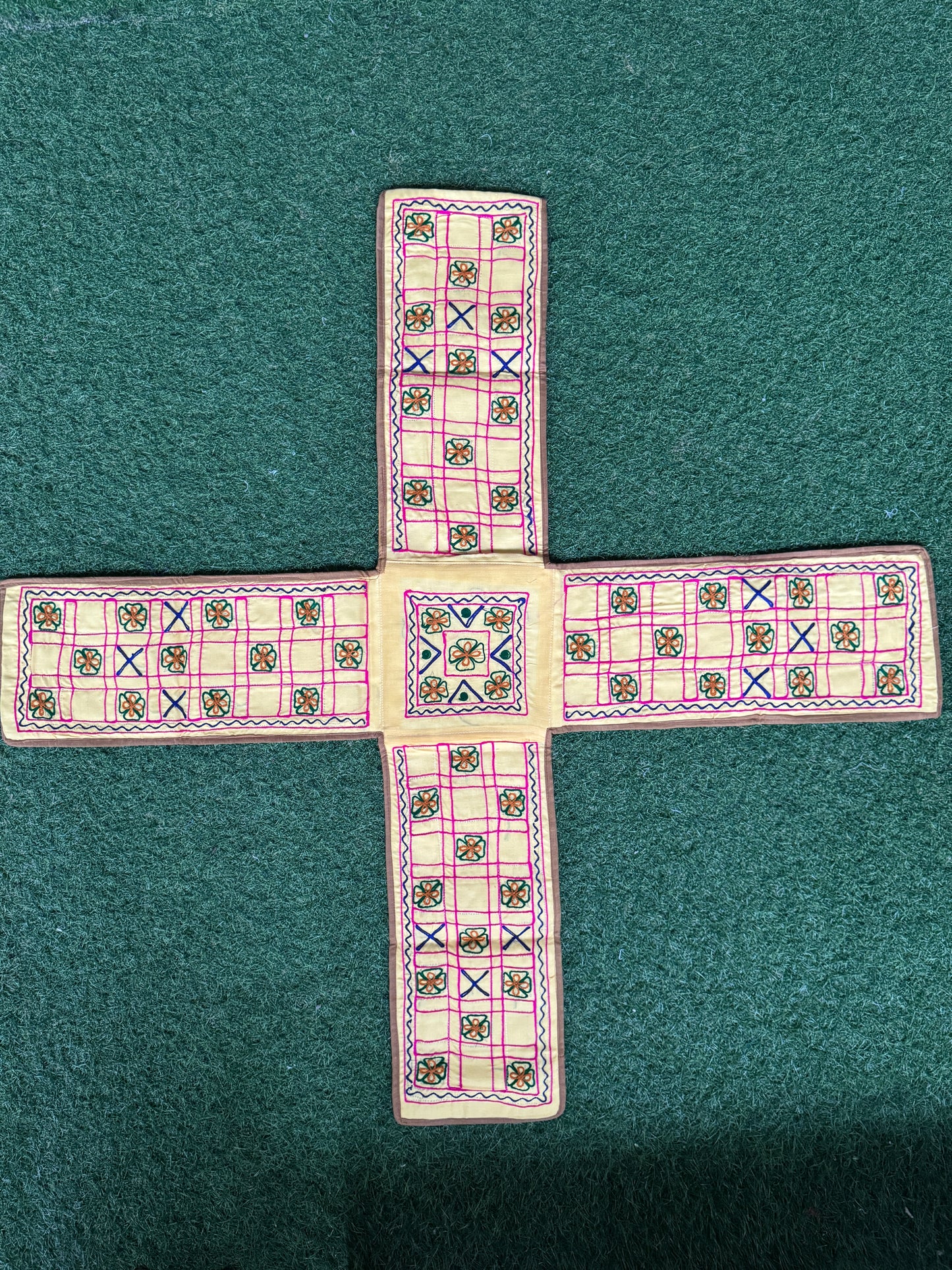 Chaupar / Pachisi / Ludo game - hand embroidered handwoven cotton fabric base