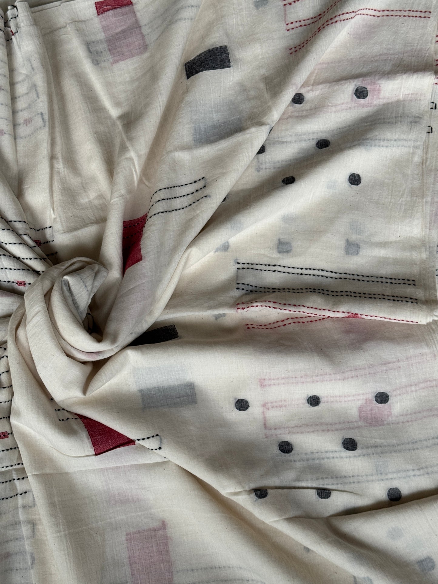 Jamdani 120 count super soft Off white cotton handloom fabric