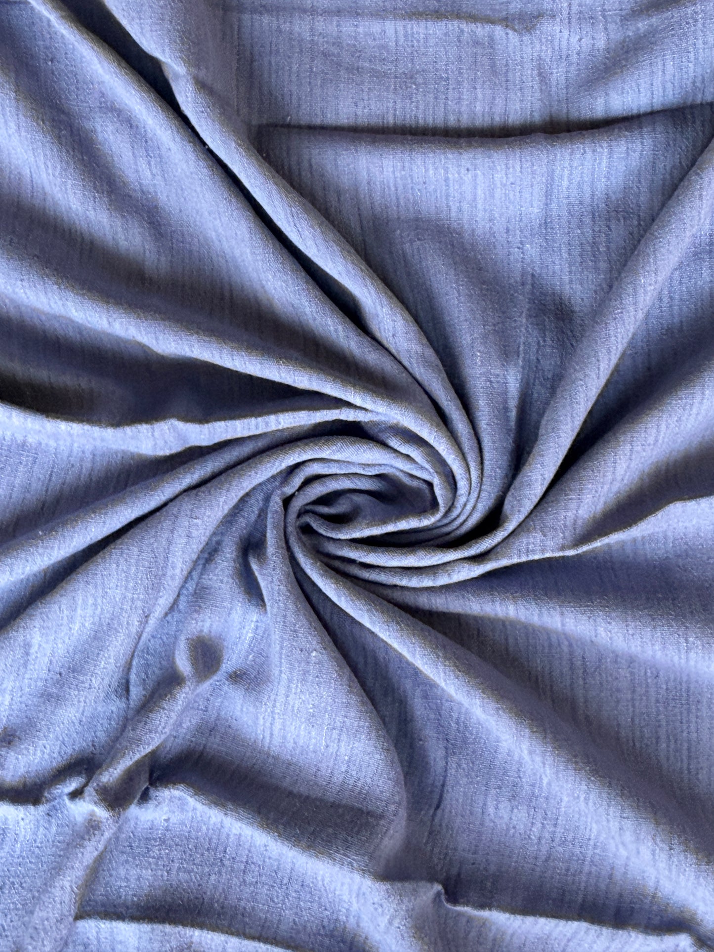 Lavender cotton hand spun, hand woven fabric with missing thread stripes weave