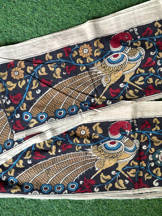 Hand painted pen kalamkari cotton border fabric