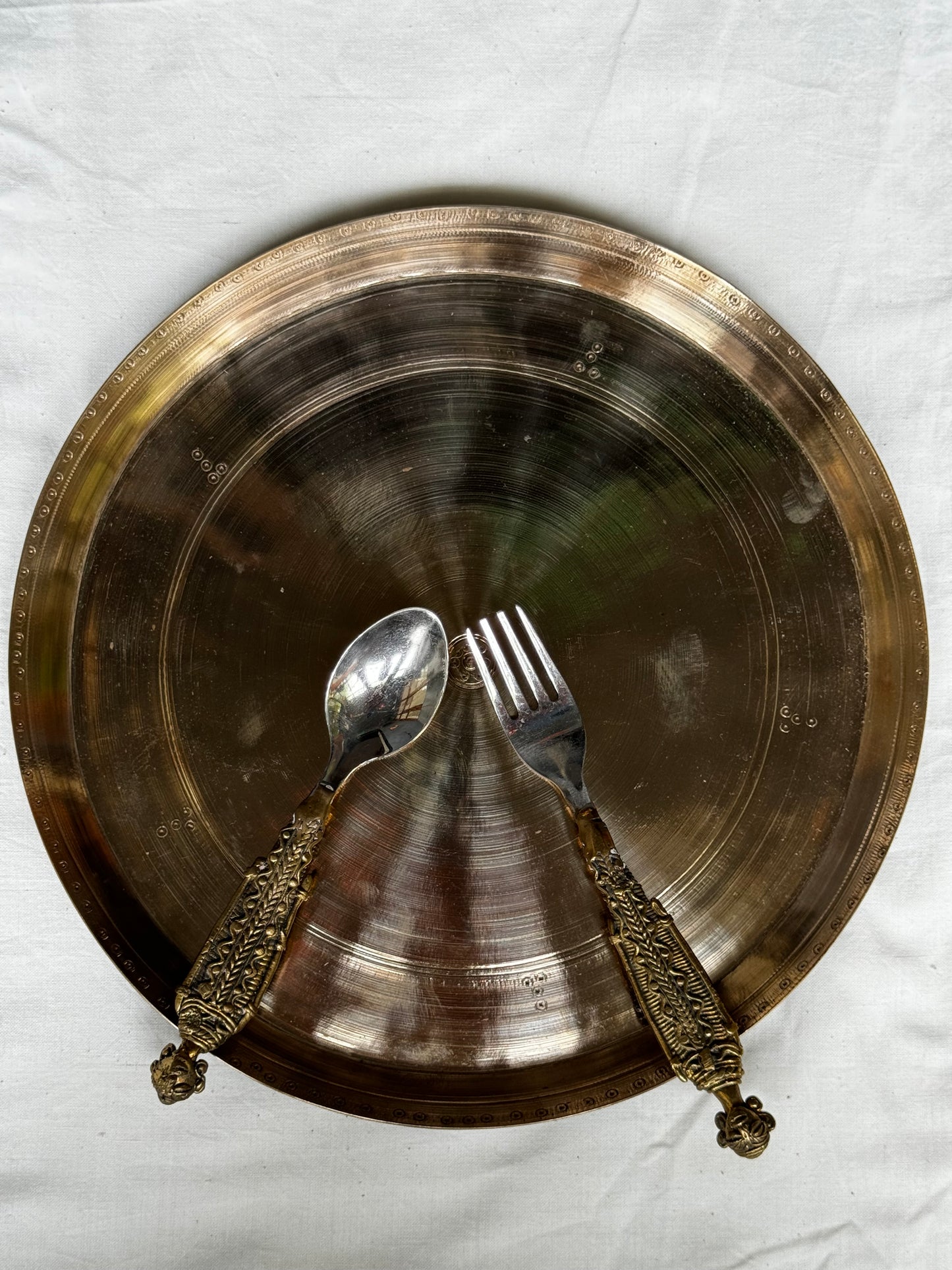 Bronze Kansa handcrafted traditional thali plate - 10.5 inches diameter