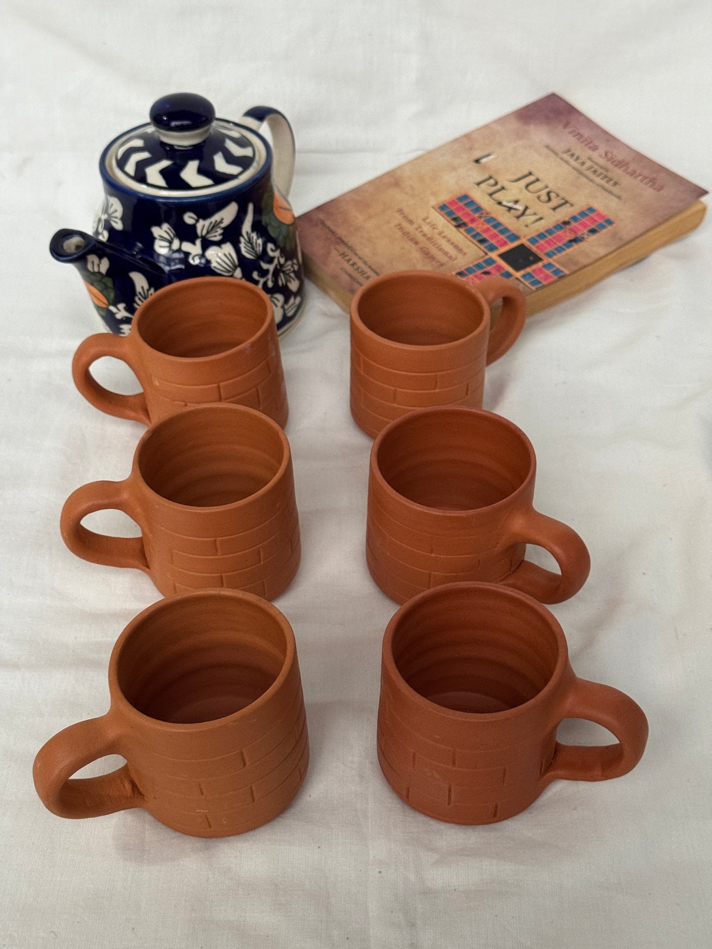 Clay tea cups - 6 pieces set - design options available