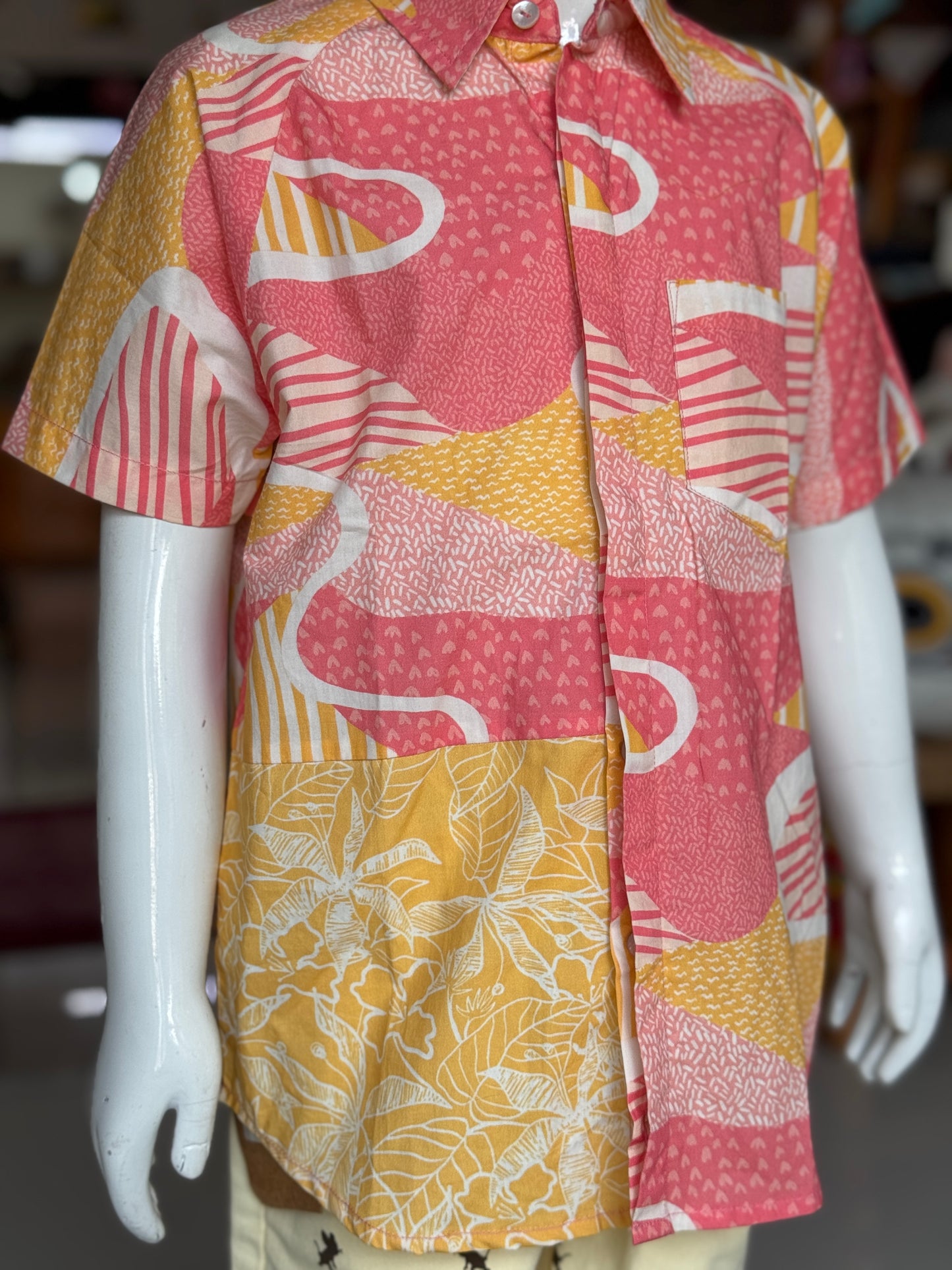 Fun digital print cotton half sleeves shirt for boys