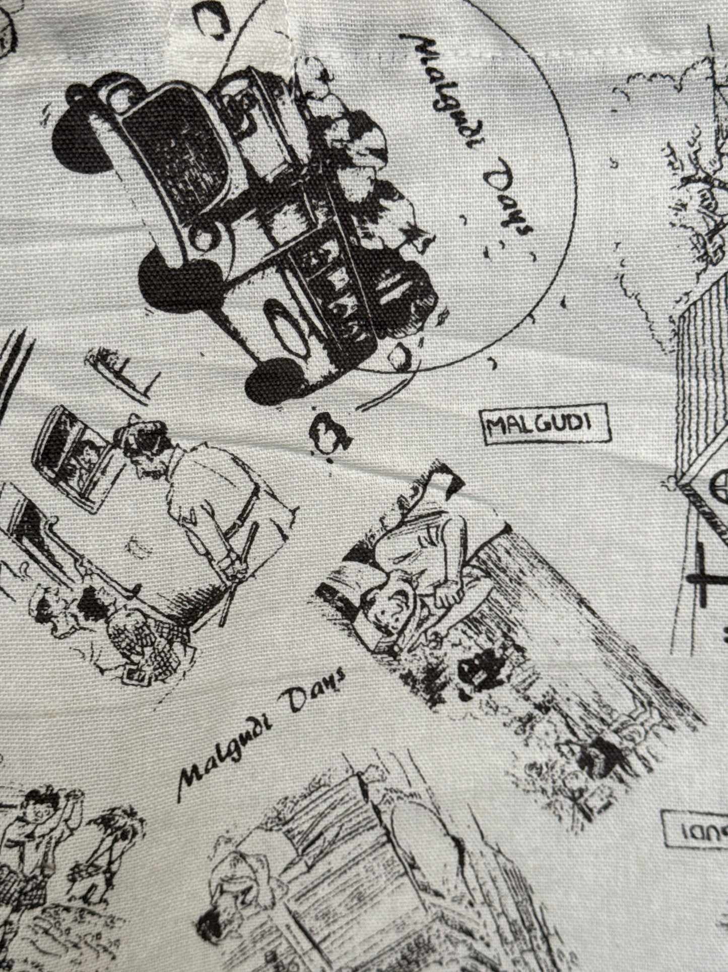 “Malgudi days” theme printed cotton tote bag