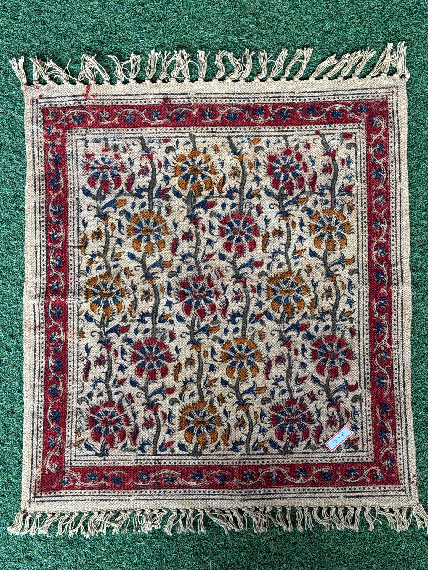 2 x 2 feet cotton Kalamkari hand block printed mat