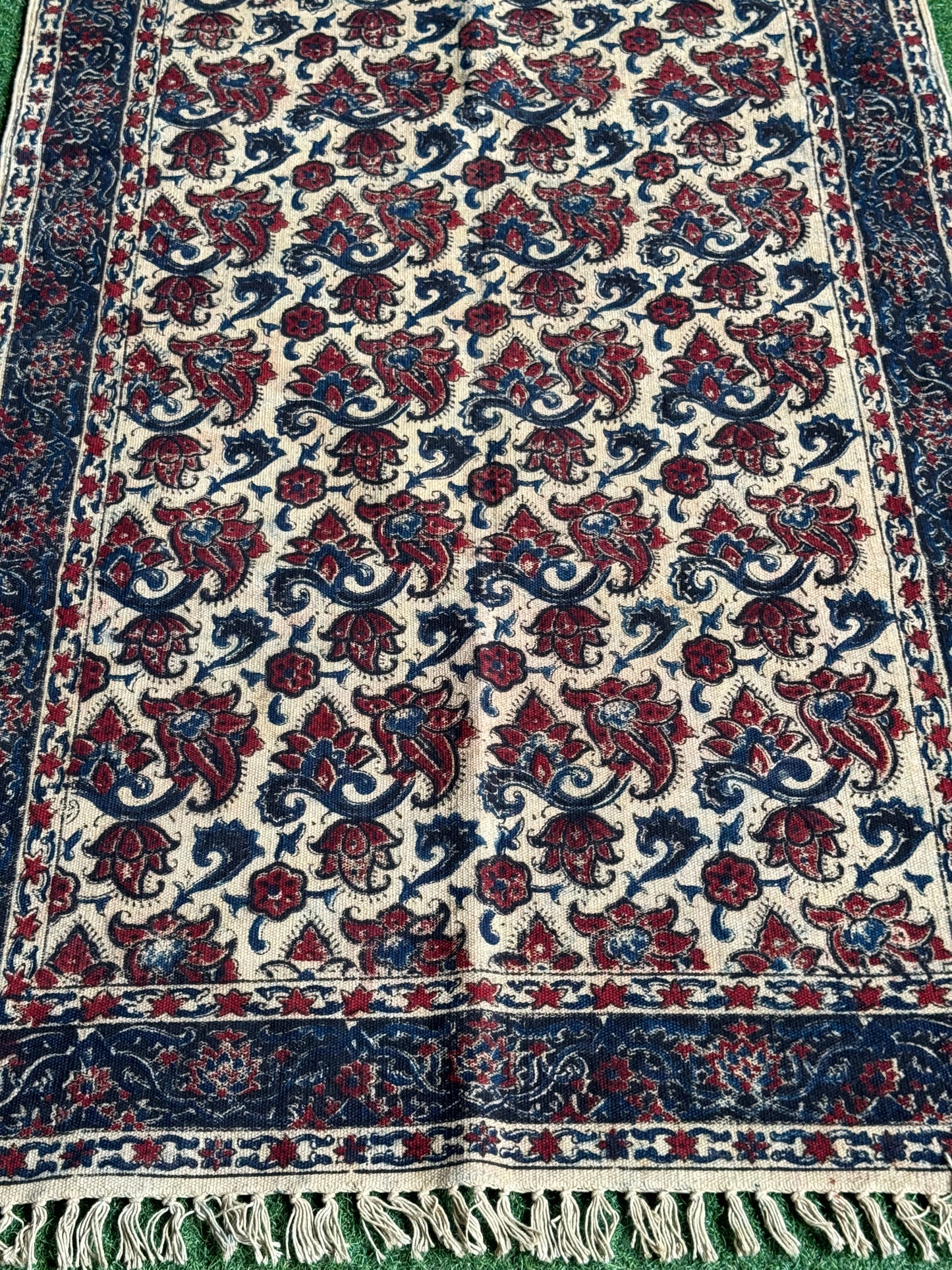 3 x 5 feet cotton Kalamkari hand block printed carpet