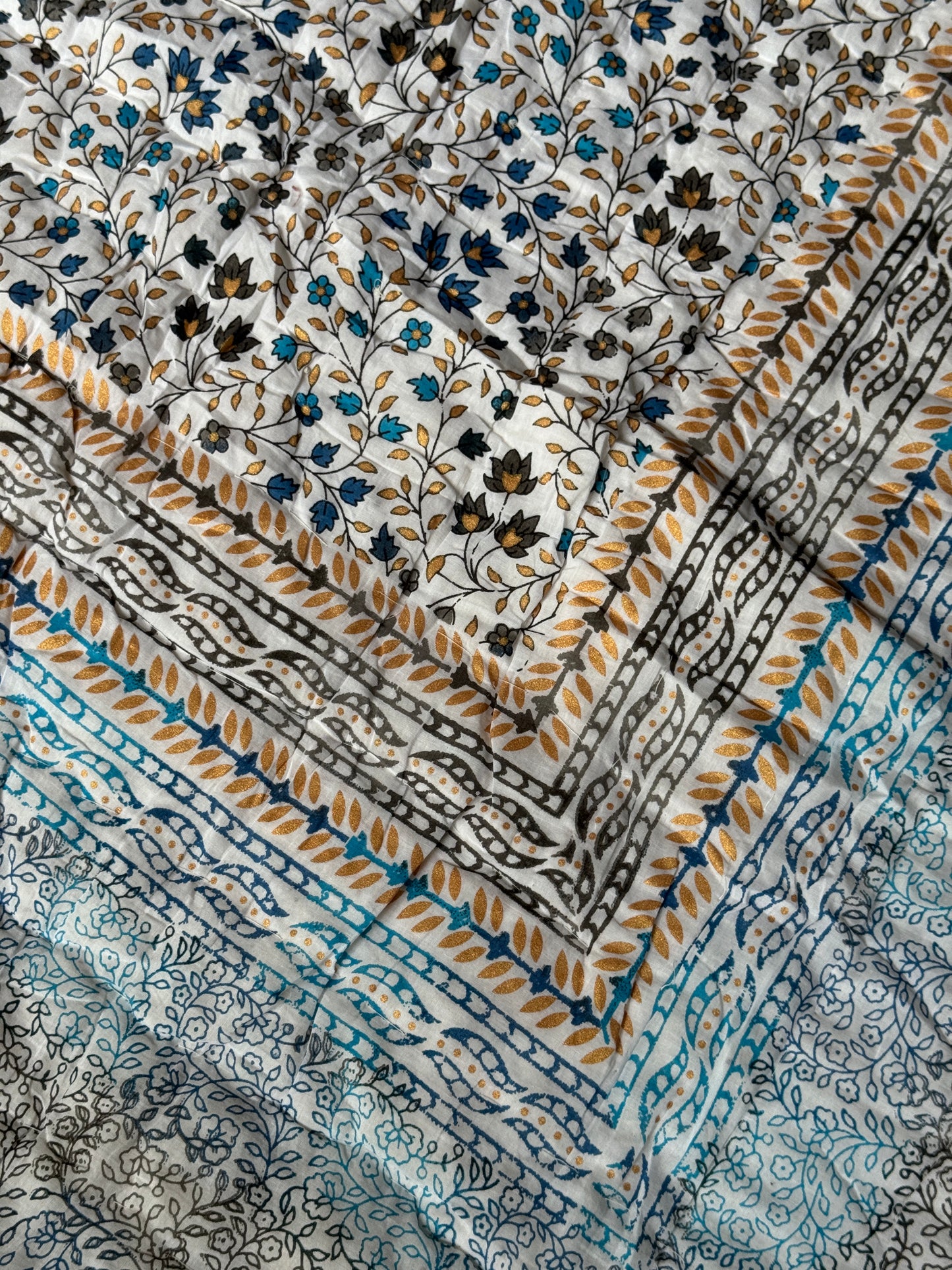 Hand block printed cotton quilt- king size 90 x 108 inches - multiple designs available