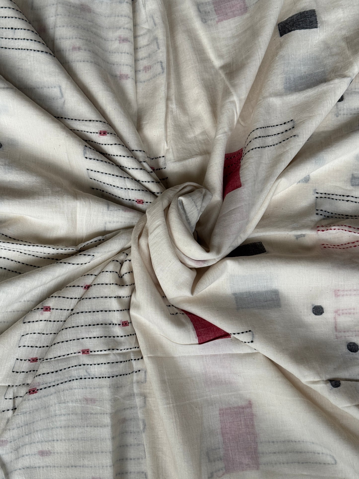 Jamdani 120 count super soft Off white cotton handloom fabric