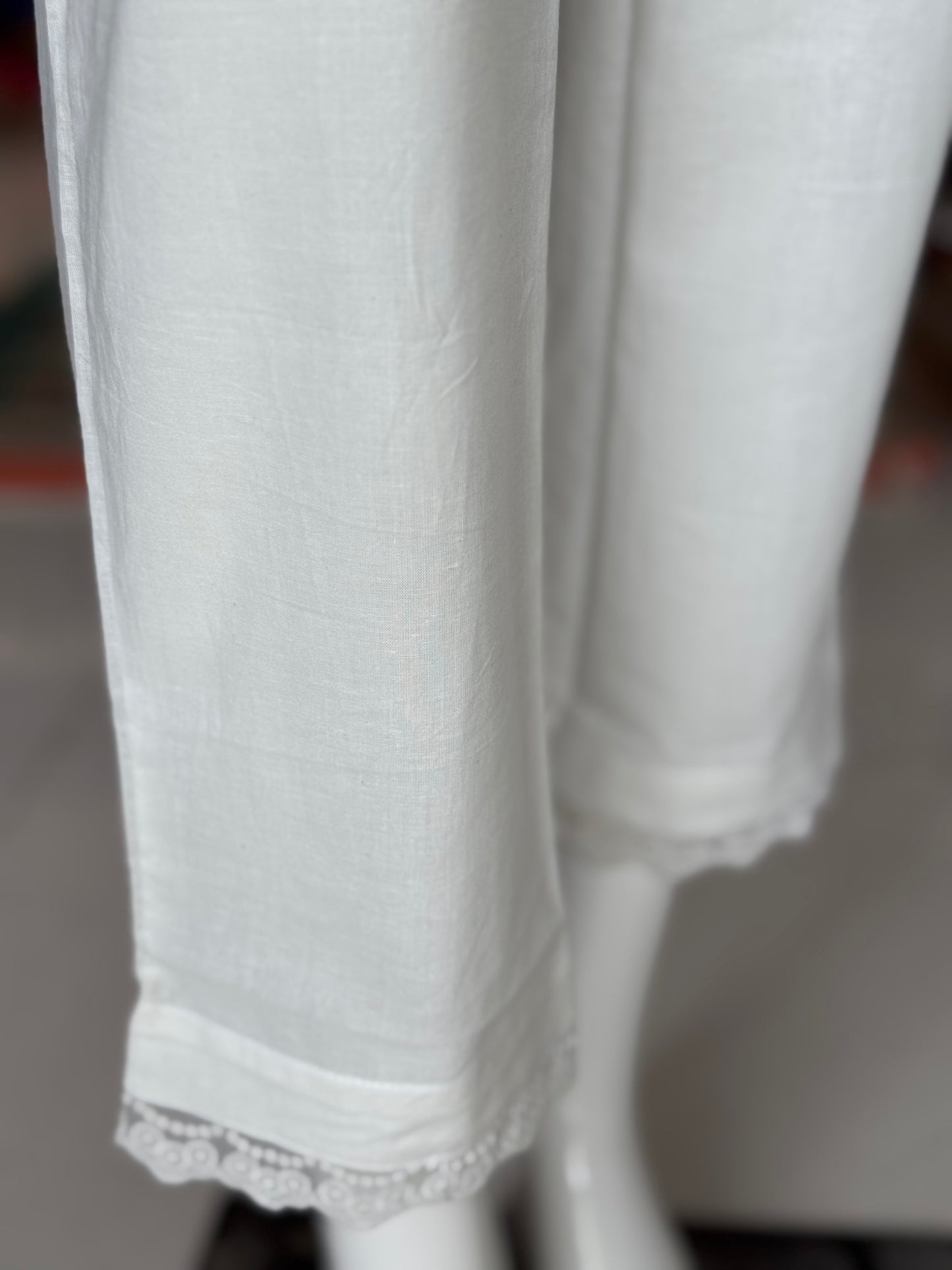 Off white cotton straight pants - mix n match with kurtis
