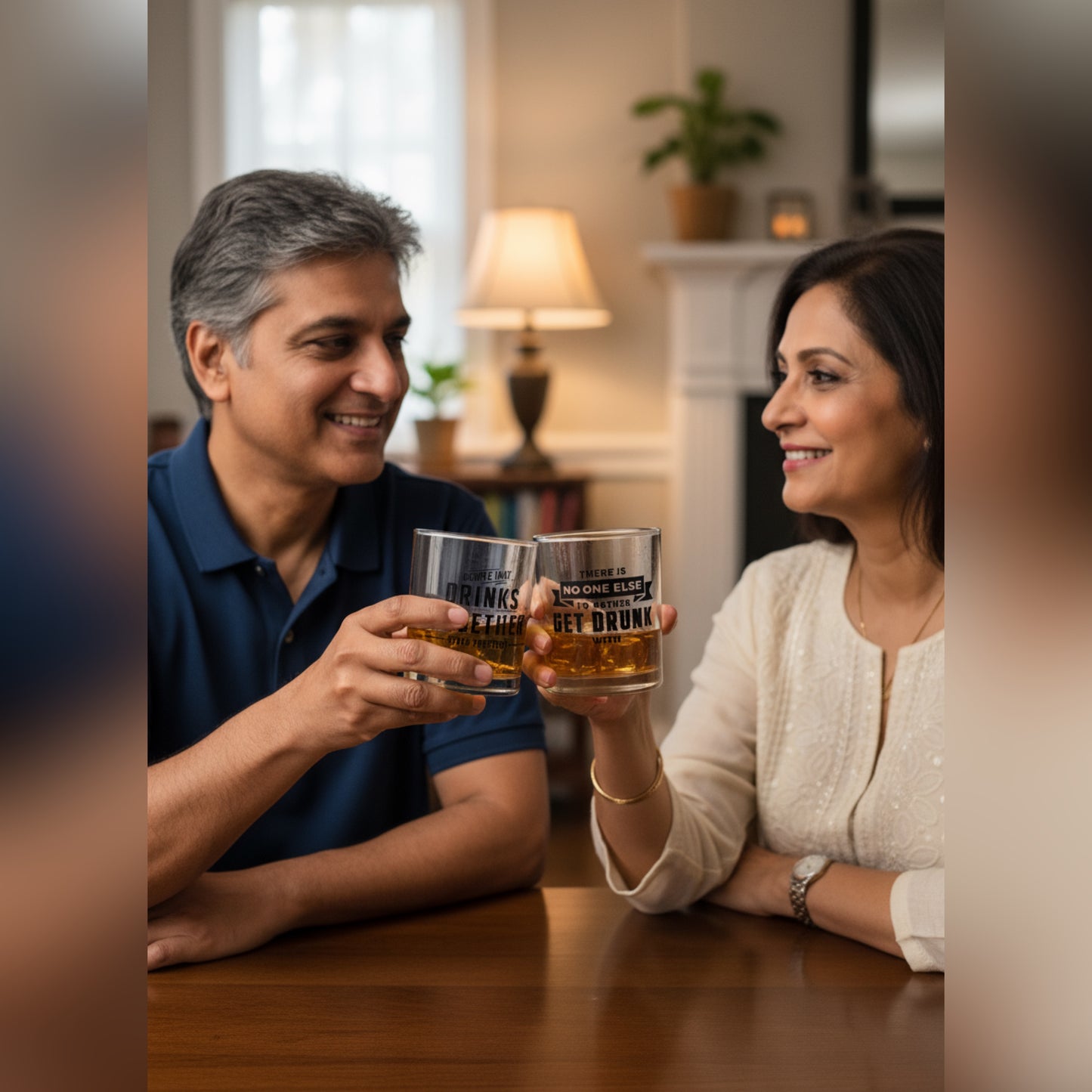 Quirky whiskey glasses with quote prints - set of 2