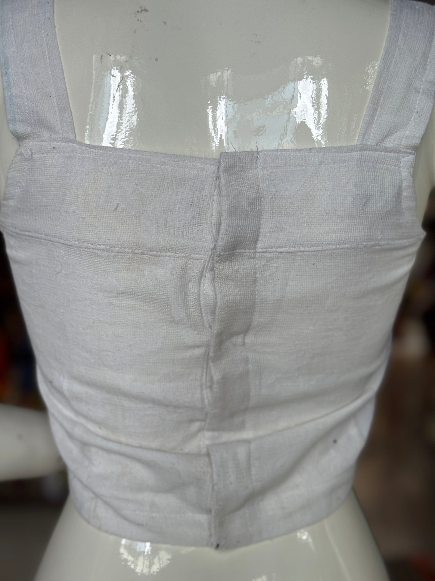 White cut work cotton blouse with lining, back open - design option available