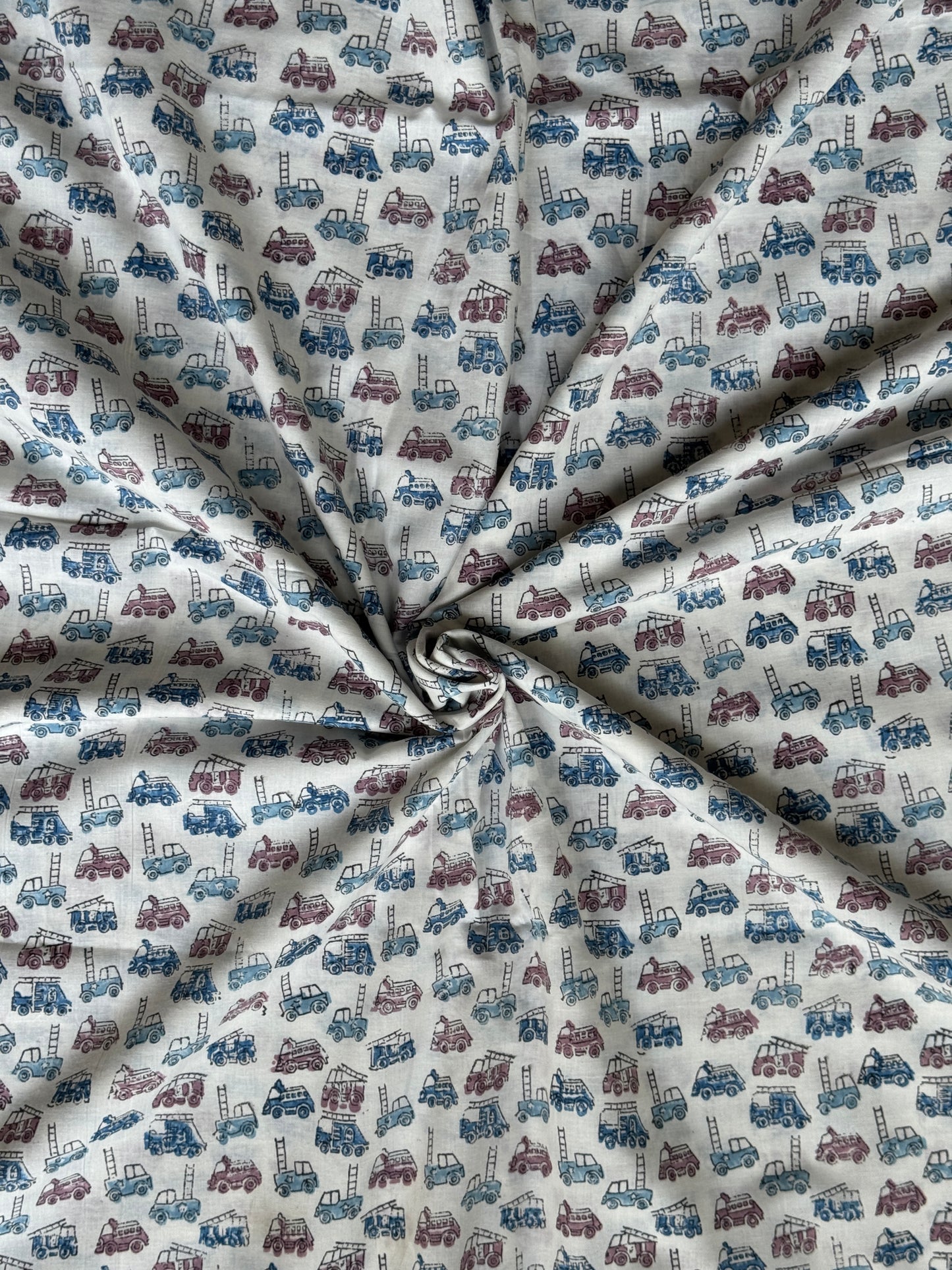 White hand block printed soft cotton fabric with different prints