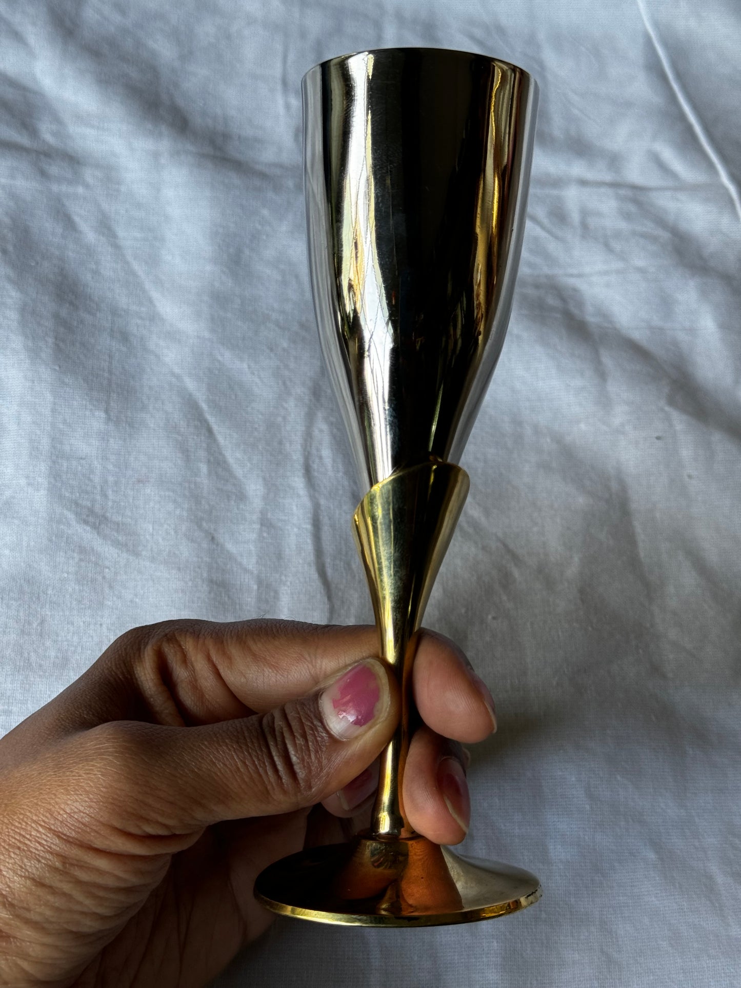 Brass vintage wine glass collectible - newly polished