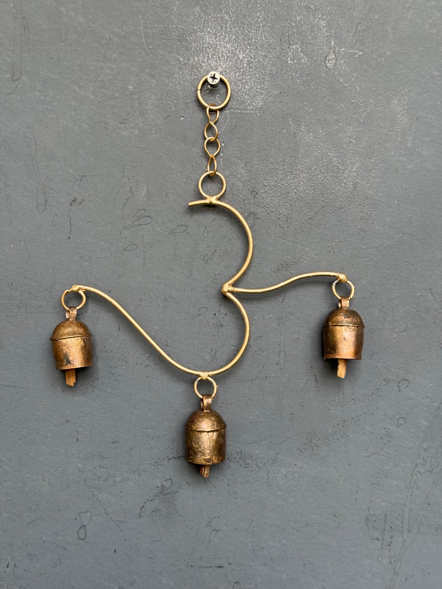 Aum / Om  - copper handcrafted 3 bells hanging