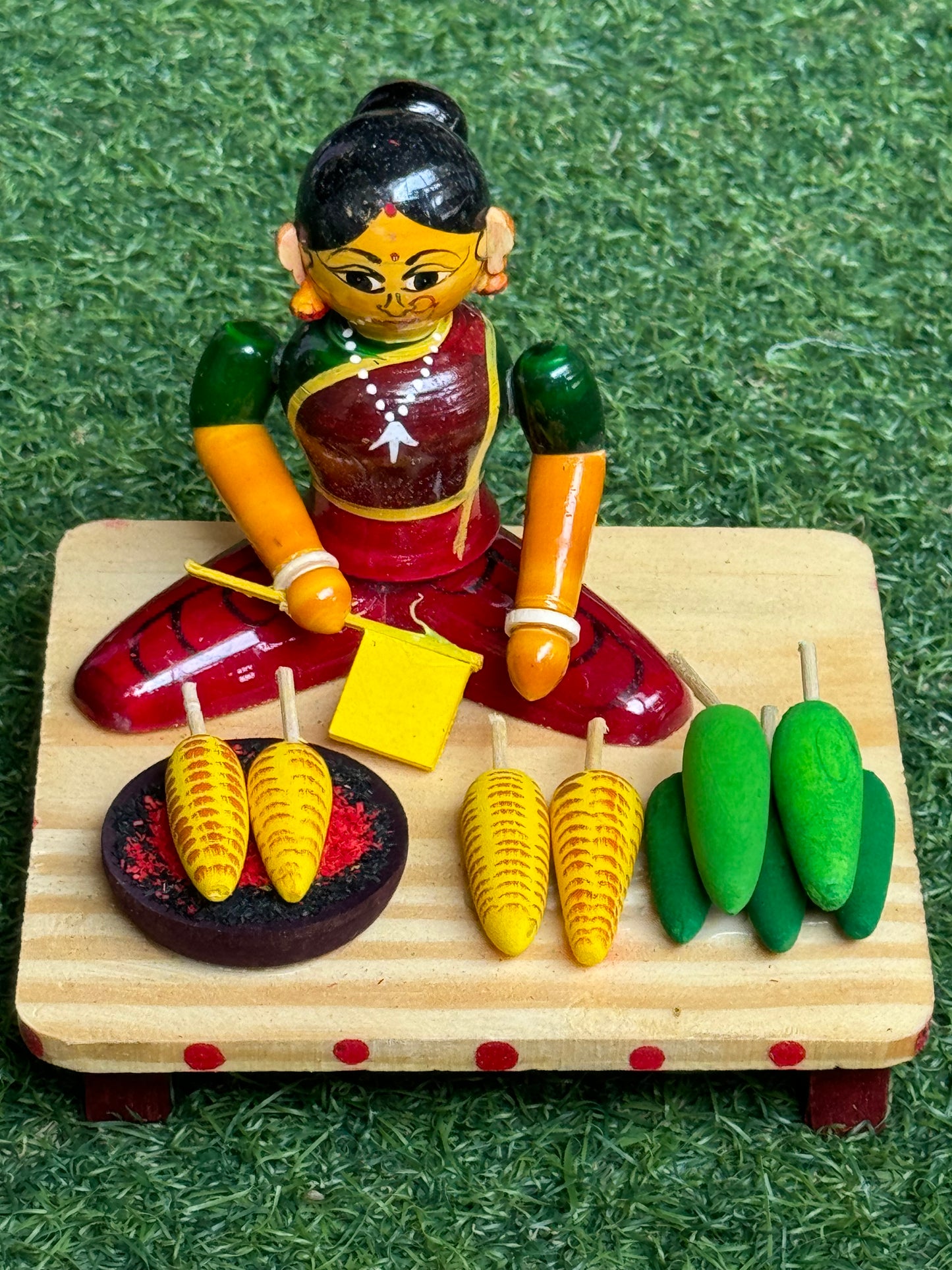 Daily life scenes Etikoppaka Wooden handicraft decor