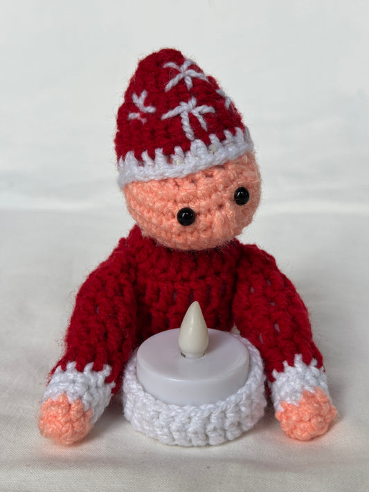 Crochet t-light holding fairy - handcrafted decor