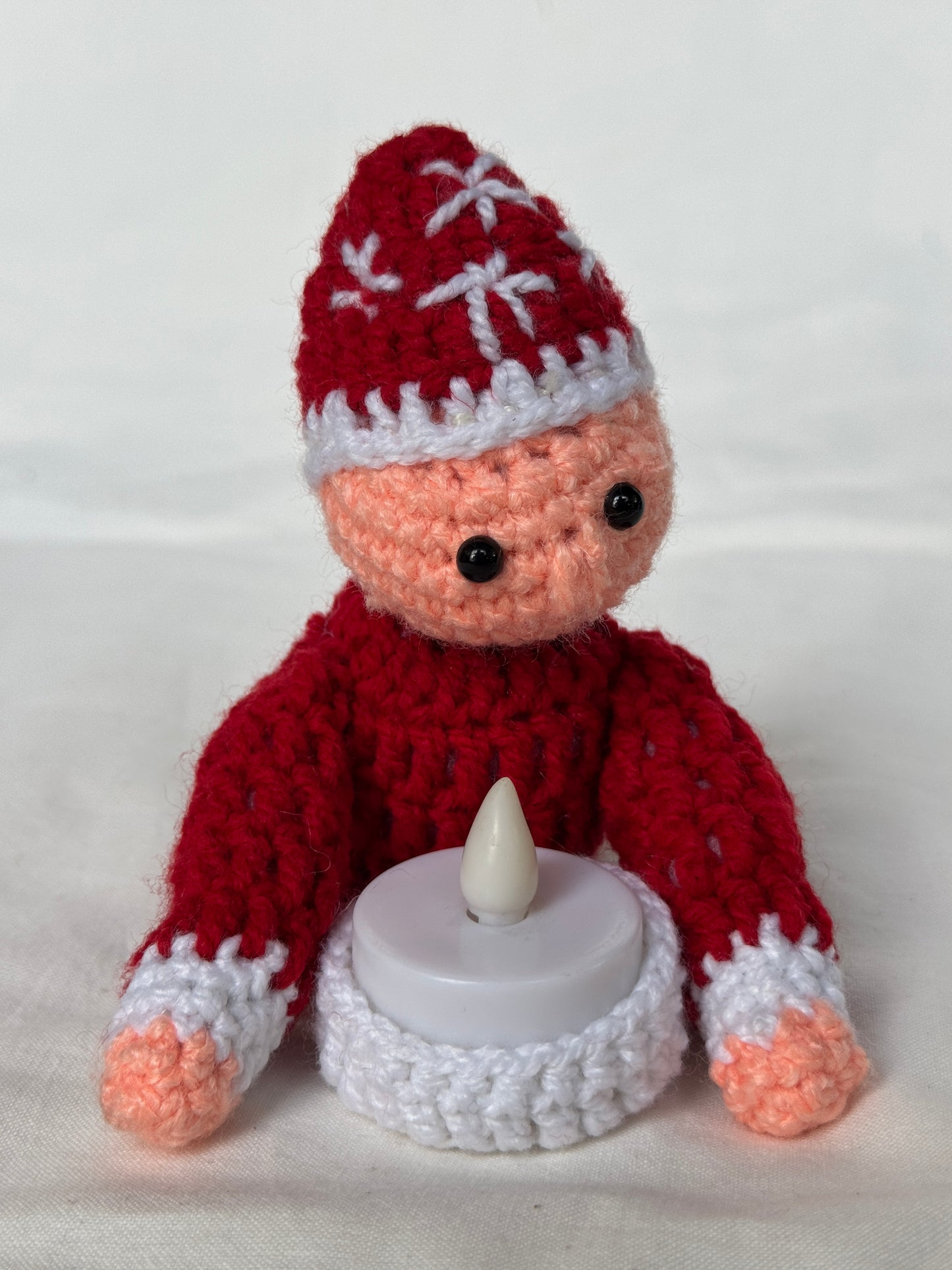Crochet t-light holding fairy - handcrafted decor