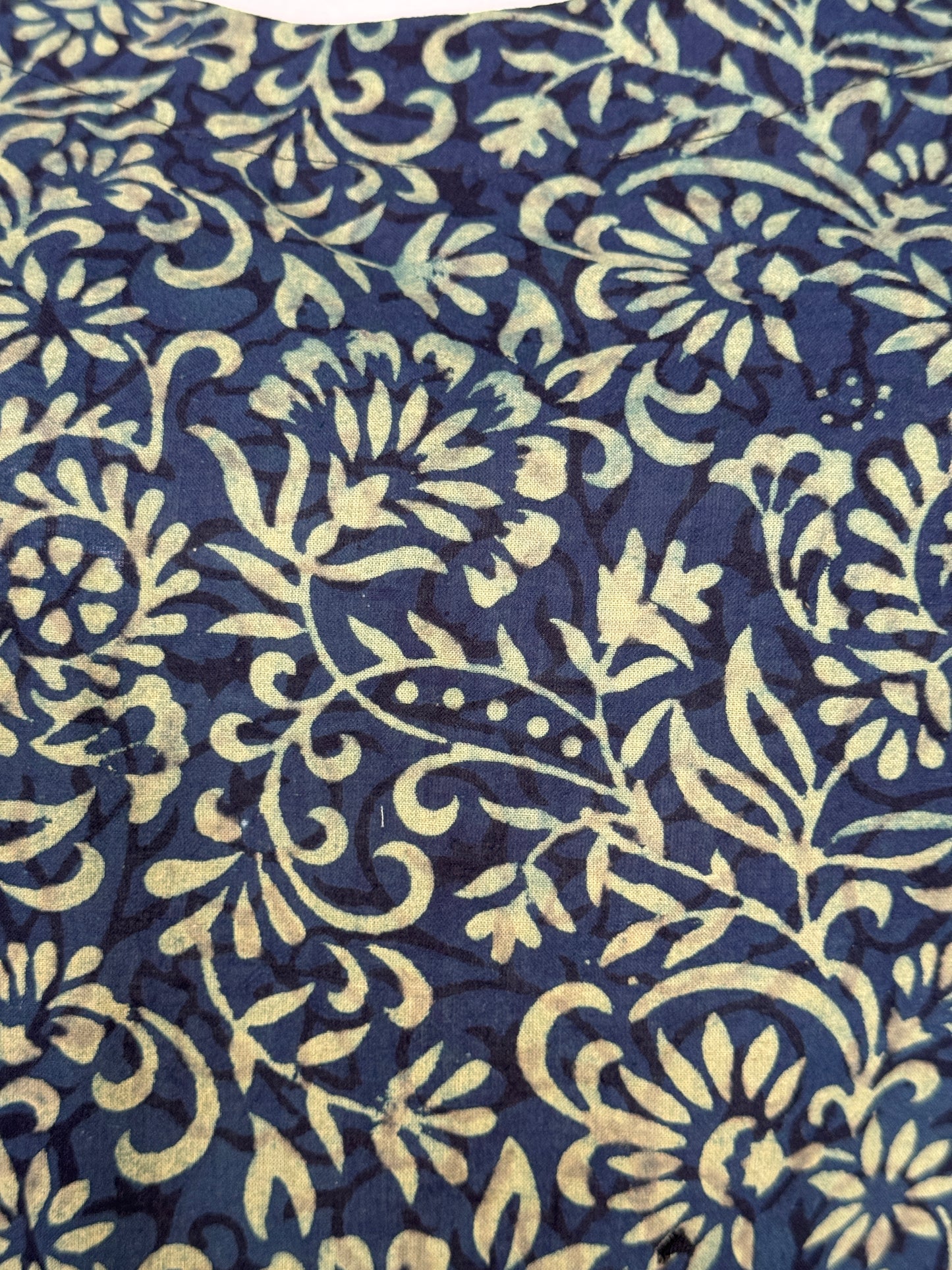 Indigo Ajrakh hand block print straight cut cotton kurti