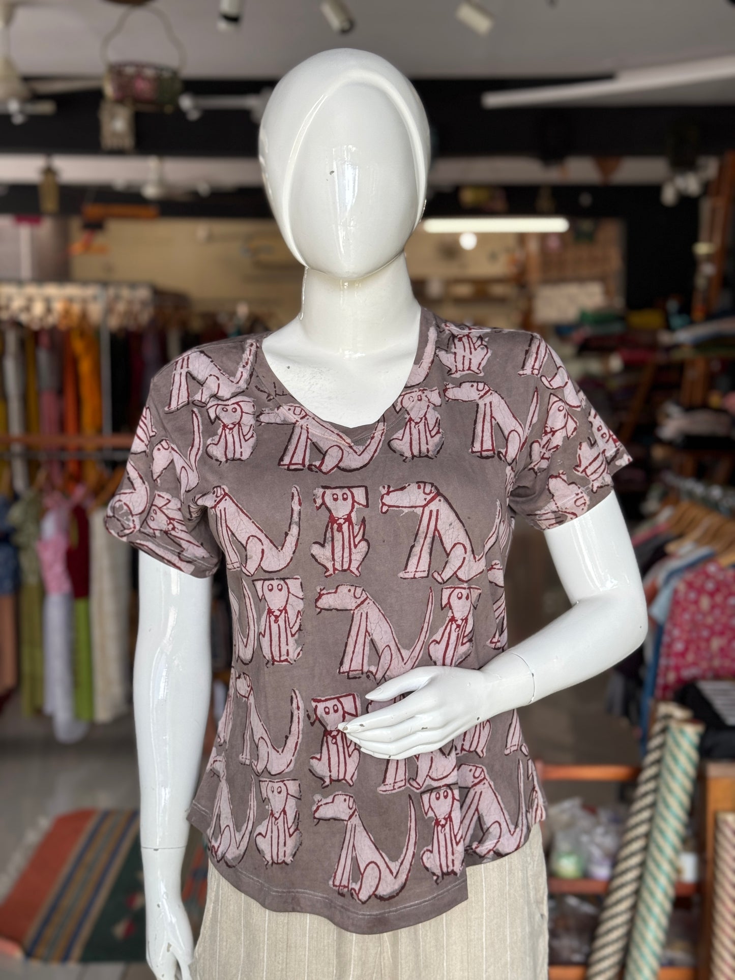 Beautiful cut womens tees - cotton, hand block printed, natural dyed tshirt for women - multiple designs and sizes