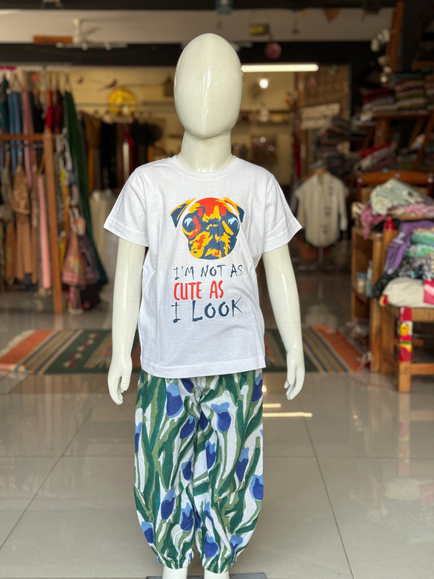 Harem pants - hand block printed soft cotton with knit cotton waist