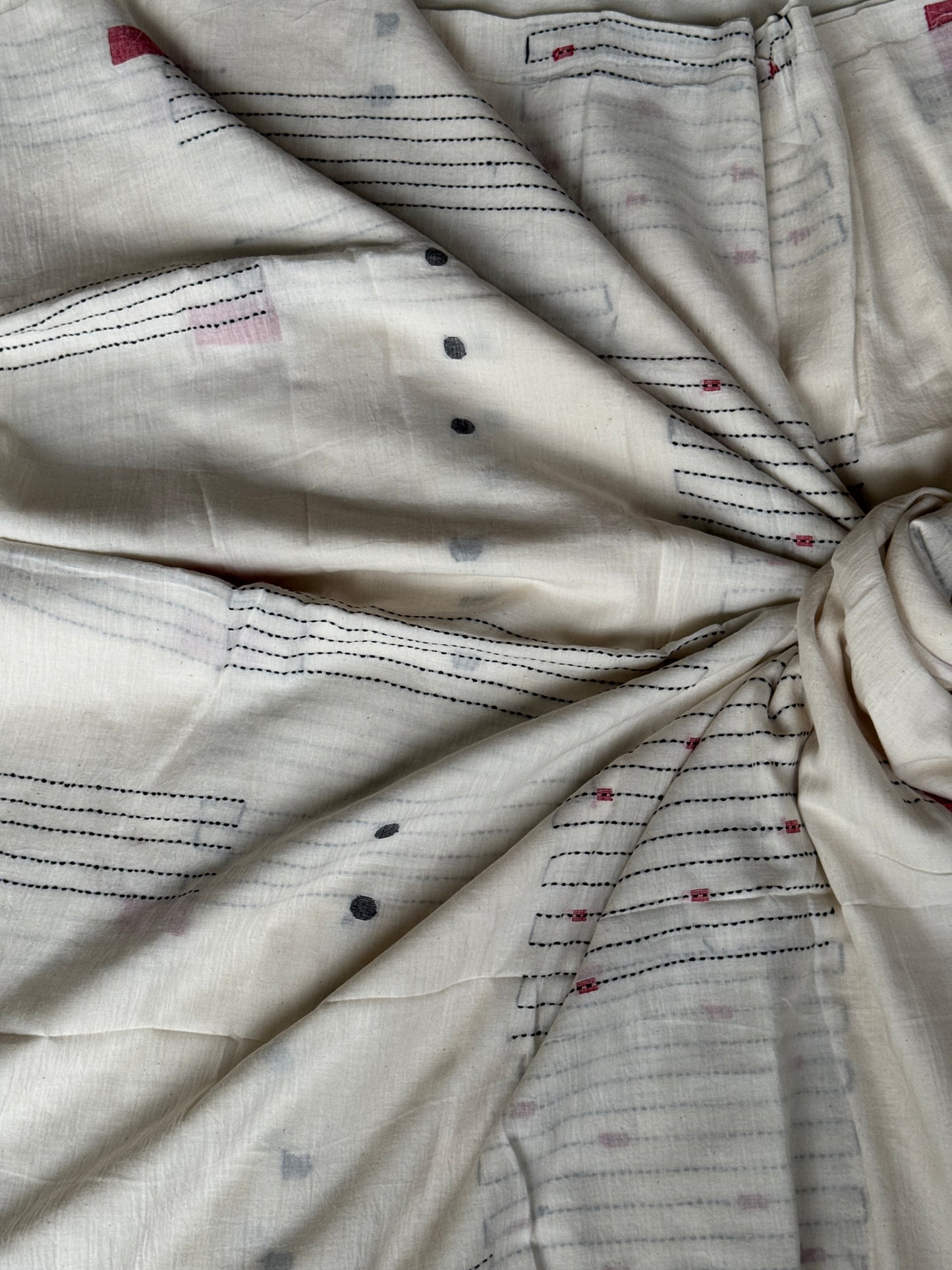 Jamdani 120 count super soft Off white cotton handloom fabric