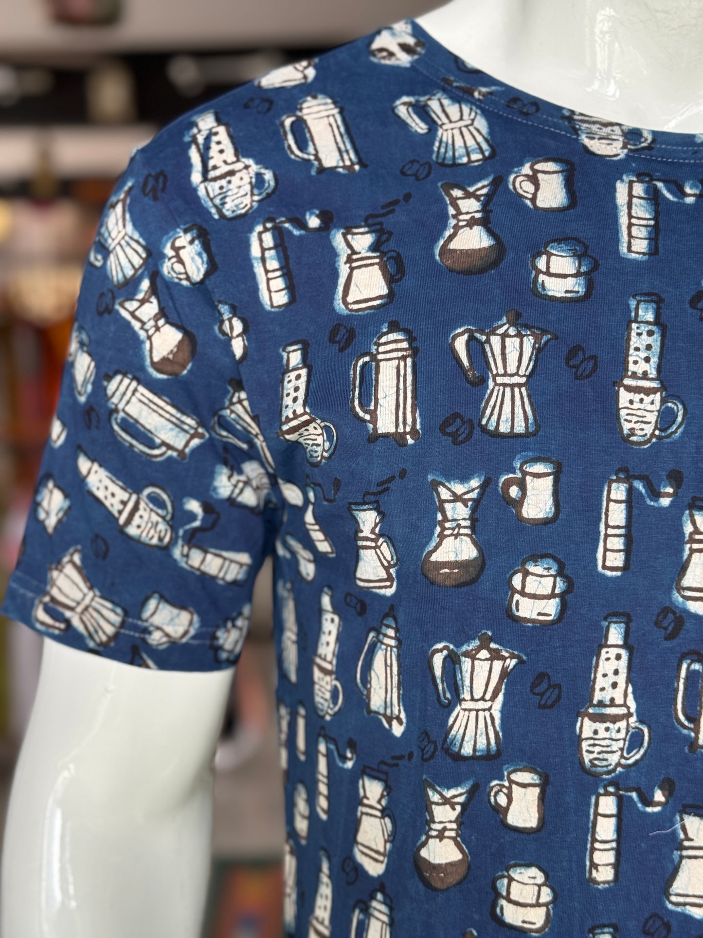 Quirky tees - hand block printed, natural dyed, mens cotton t-shirt
