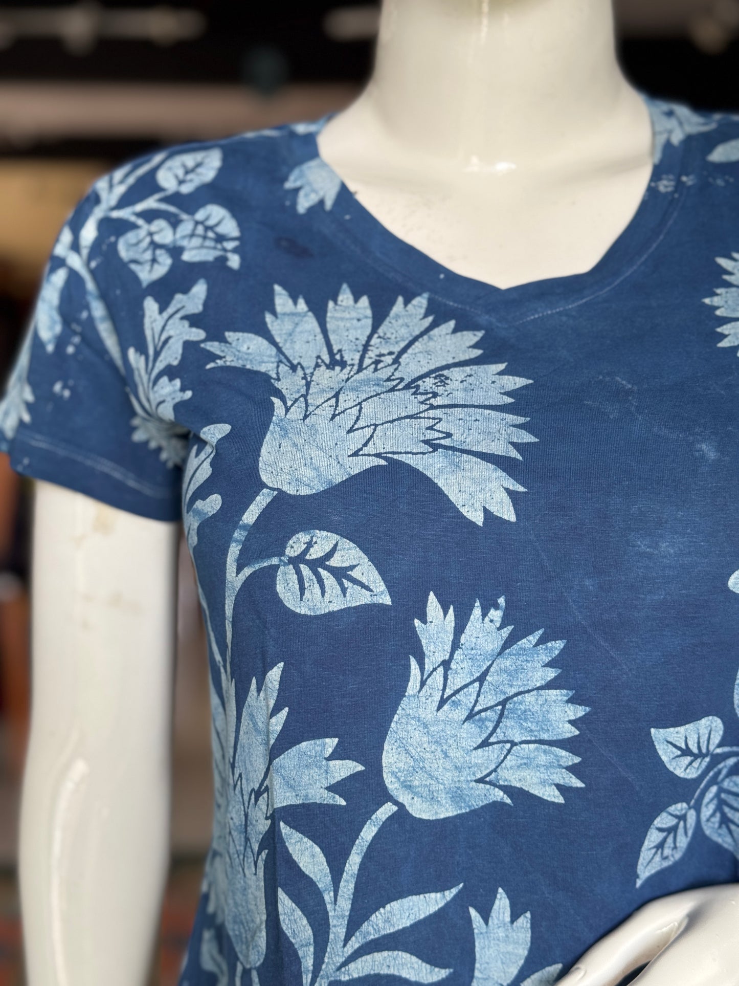Beautiful cut womens tees - cotton, hand block printed, natural dyed tshirt for women - multiple designs and sizes