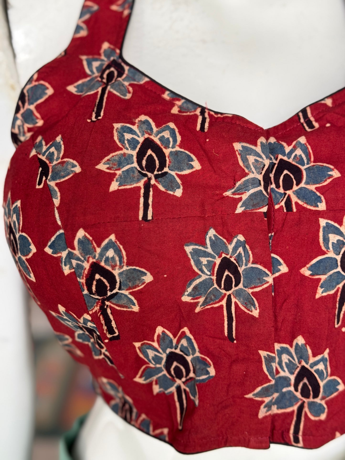Ajrakh hand block printed cotton halter neck blouse - multiple designs available