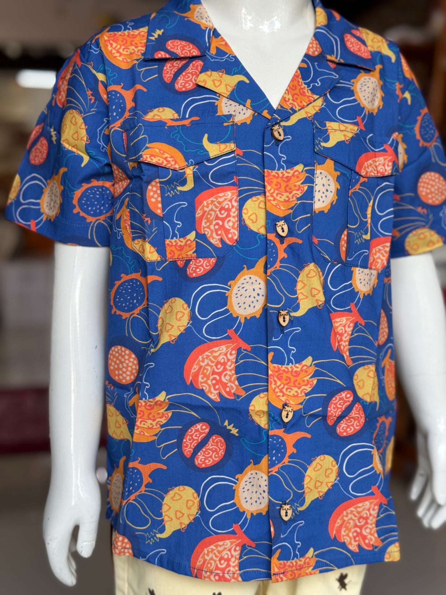 Fun digital print cotton half sleeves shirt for boys