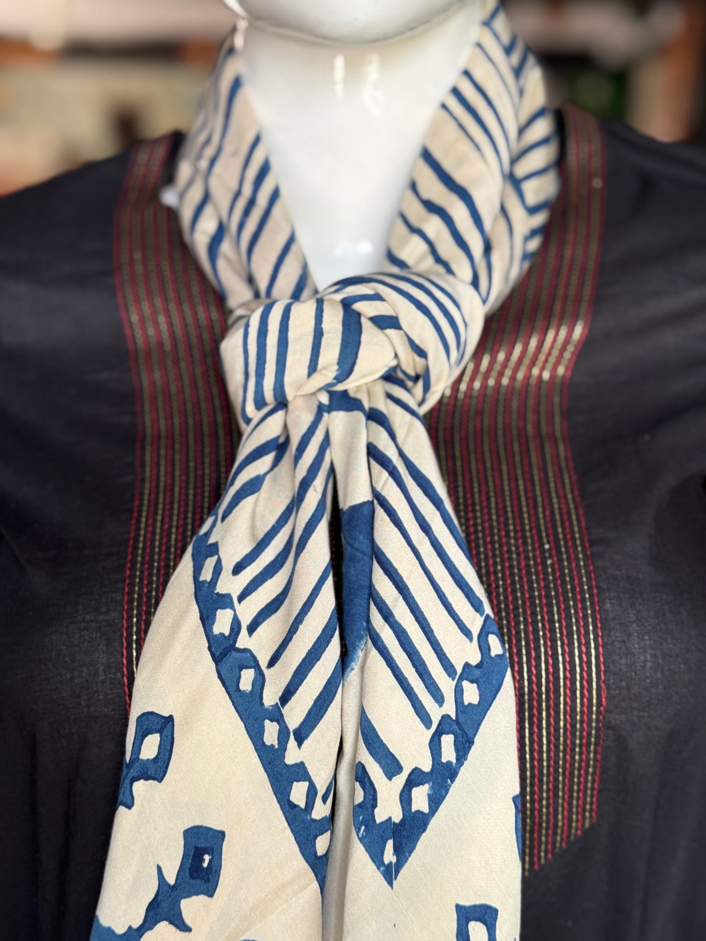 Scarf - hand block printed Ajrakh on soft modal