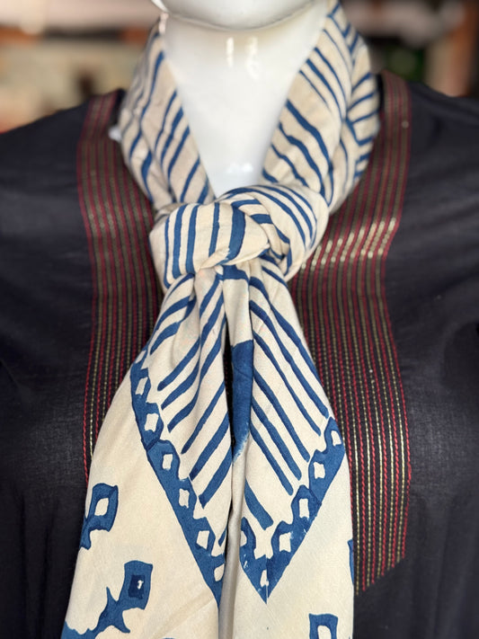 Scarf - hand block printed Ajrakh on soft modal