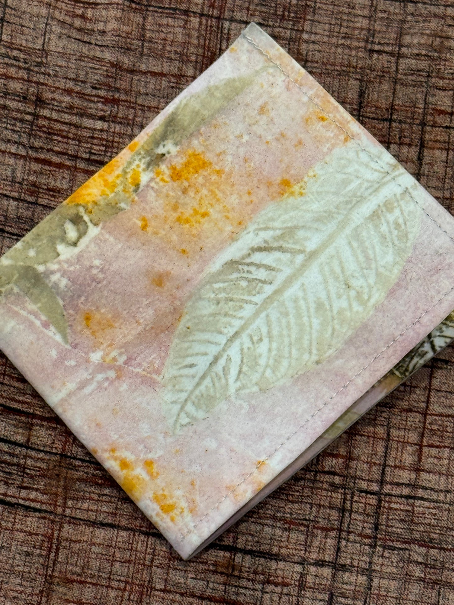 Eco printed paper fabric hand crafted foldable wallet