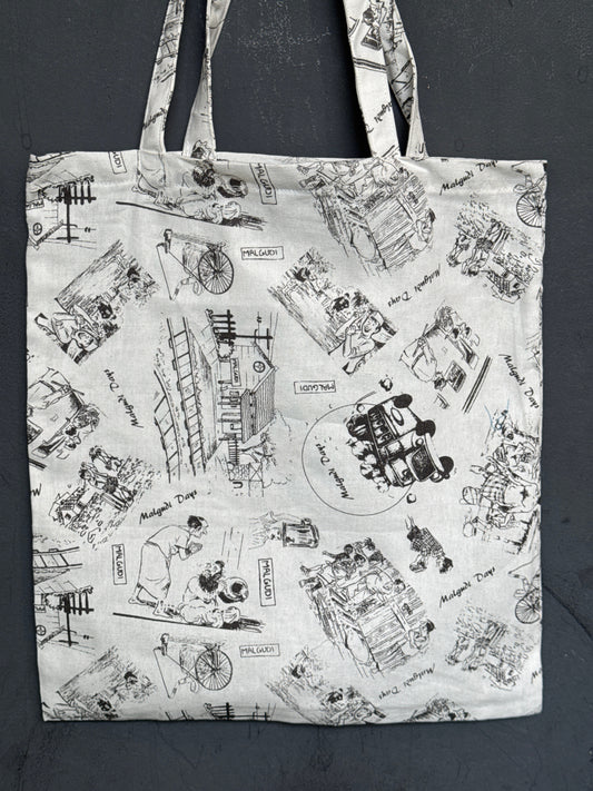 “Malgudi days” theme printed cotton tote bag