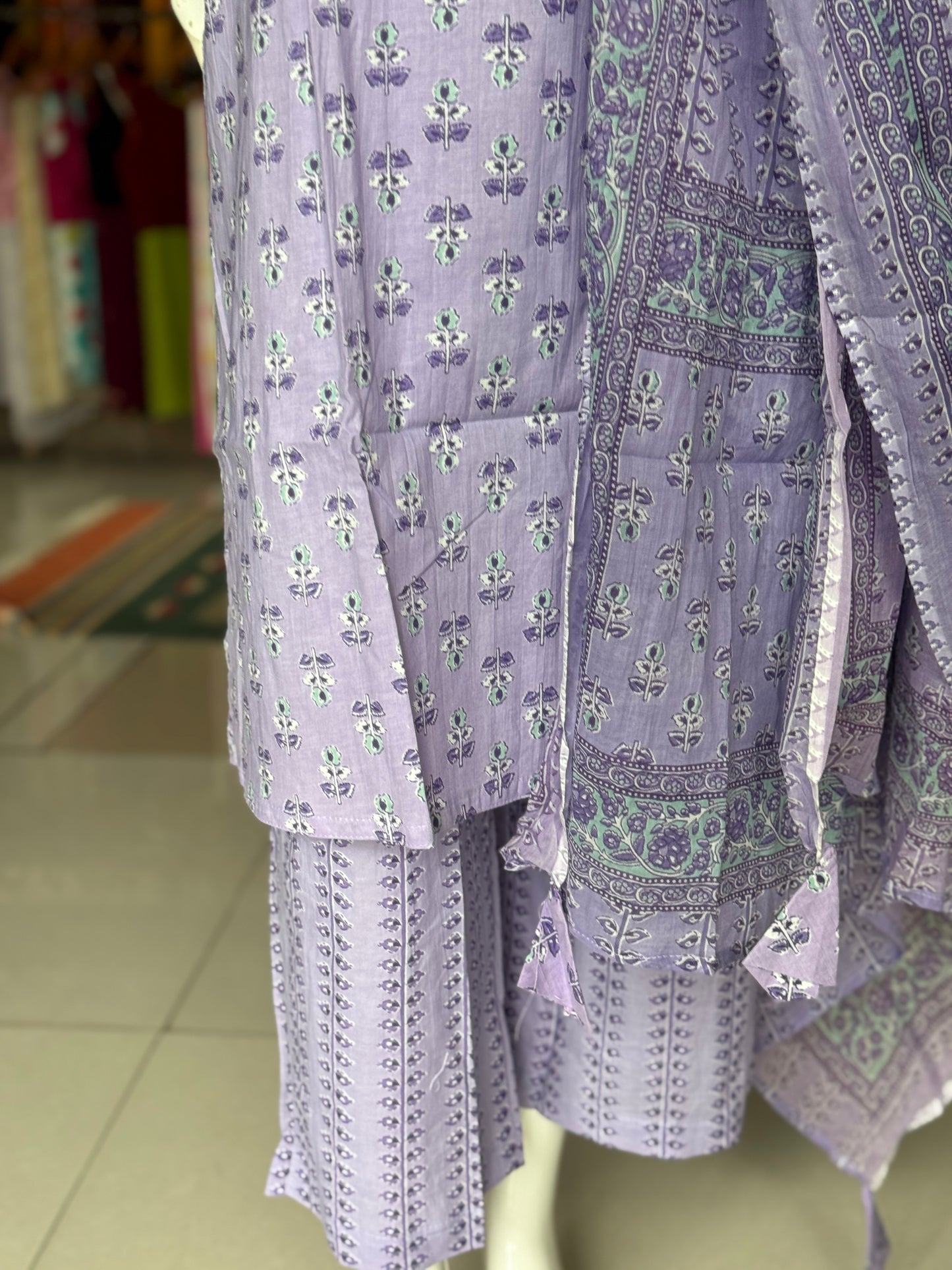 Plus size (4xl and above) cotton embroidered straight kurti, pants and dupatta - 3 piece suit set - multiple colors available
