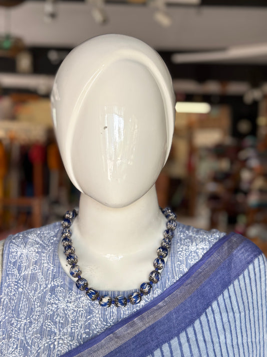 Ikat tie dye threads beads neckpiece and ear rings / hooks set