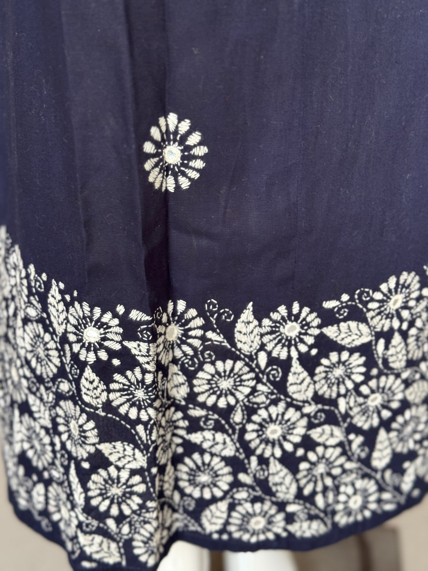 Kantha hand embroidered cotton wrap around skirt - free size - multiple colors