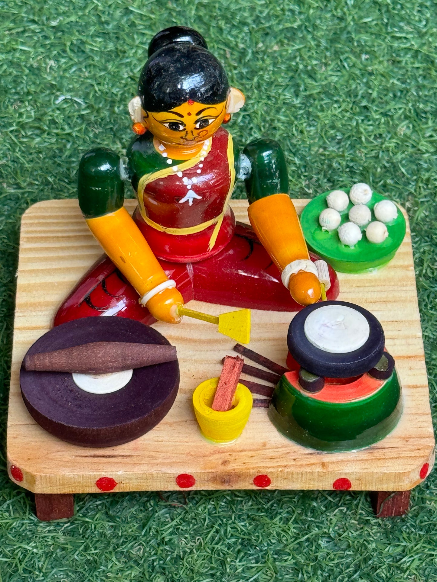 Daily life scenes Etikoppaka Wooden handicraft decor