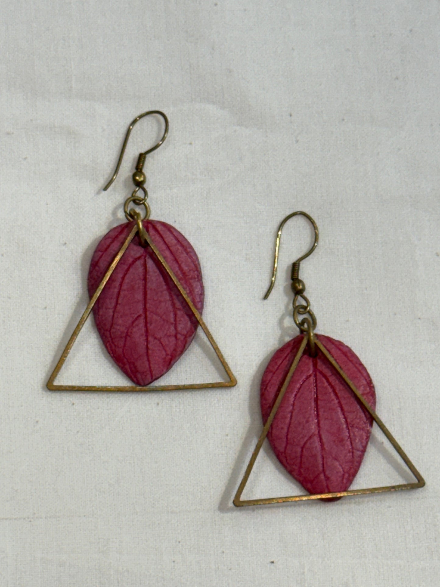 Leaves design handcrafted papier mache unique light weight earrings