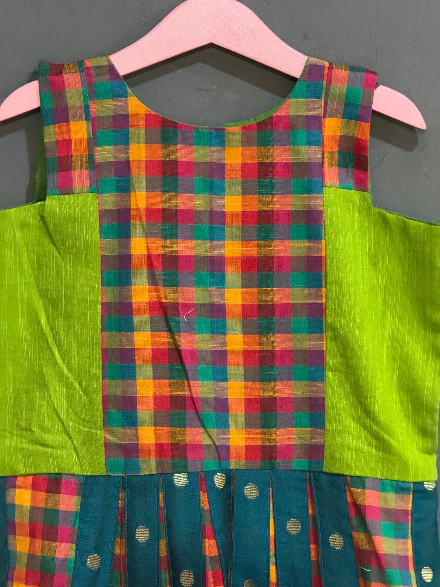 Colorful Madras checks dress for girls