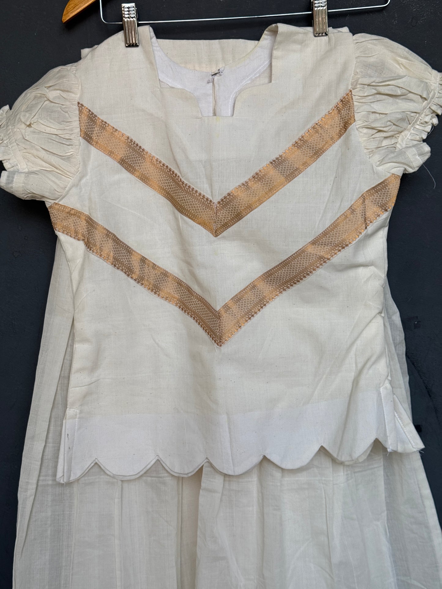 Off white Mangalagiri handwoven lehenga skirt and top - Nizam zari border coord set